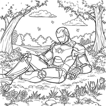 Homem de Ferro e a Natureza (Desenho para Colorir)