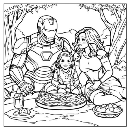 Homem de Ferro em Familia (Desenho para Colorir)