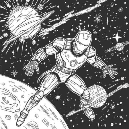Homem de Ferro na Espaco (Desenho para Colorir)