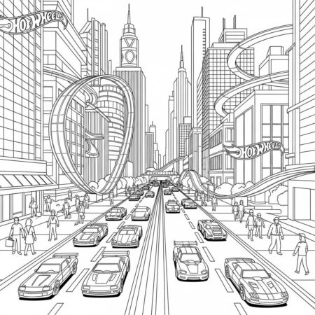 Hot Wheels Cityscape (Desenho para Colorir)