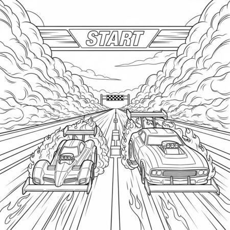 Hot Wheels Drag Racing (Desenho para Colorir)