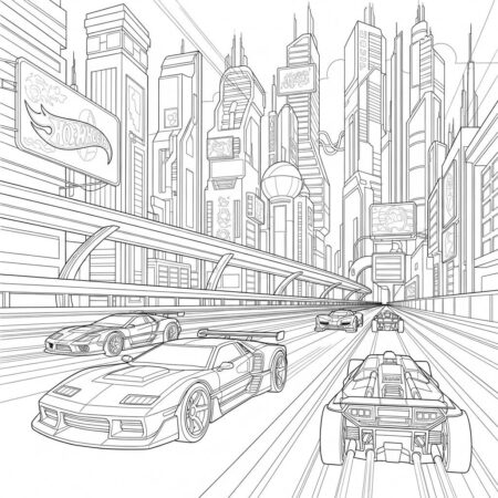 Hot Wheels Futuristic Cars (Desenho para Colorir)