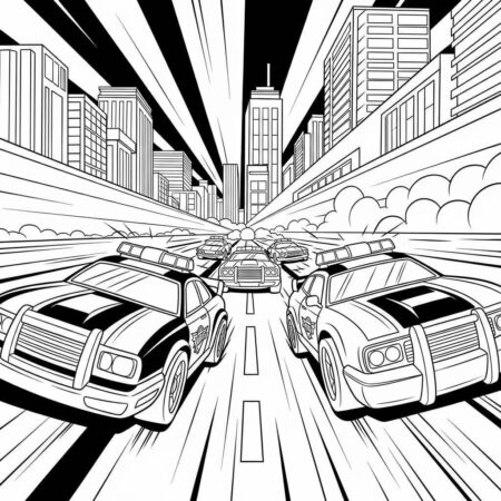Hot Wheels Police Chase (Desenho para Colorir)