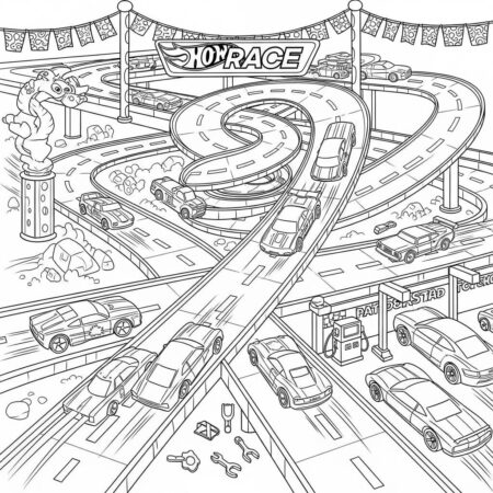 Hot Wheels Race Track (Desenho para Colorir)