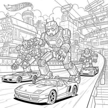 Hot Wheels Racing Robots (Desenho para Colorir)