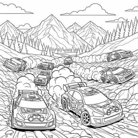 Hot Wheels Rally Cars (Desenho para Colorir)