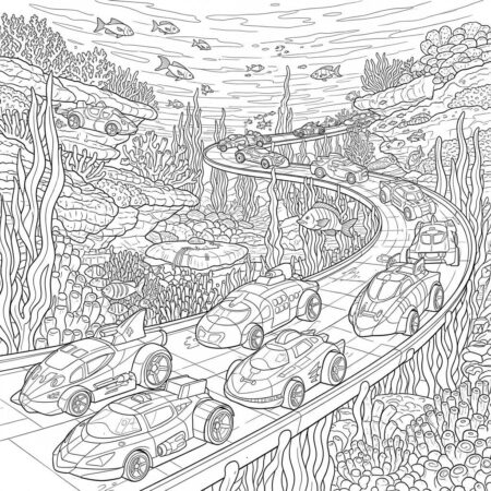 Hot Wheels Underwater Race (Desenho para Colorir)