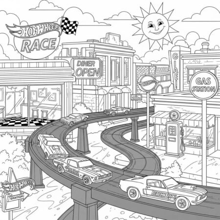Hot Wheels Vintage Cars (Desenho para Colorir)