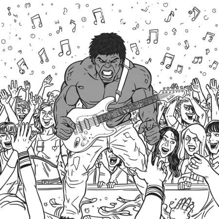 Hulk e a Musica (Desenho para Colorir)