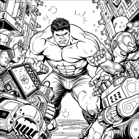 Hulk e a Tecnologia (Desenho para Colorir)