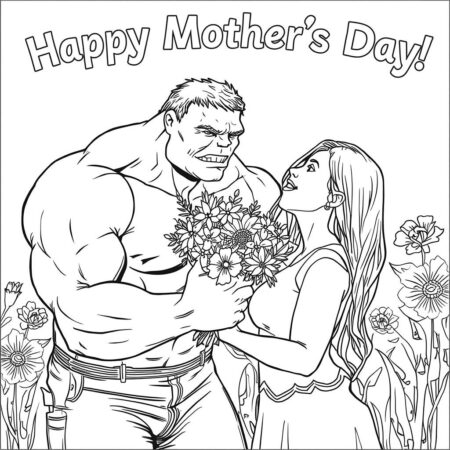 Hulk e o Dia das Maes (Desenho para Colorir)