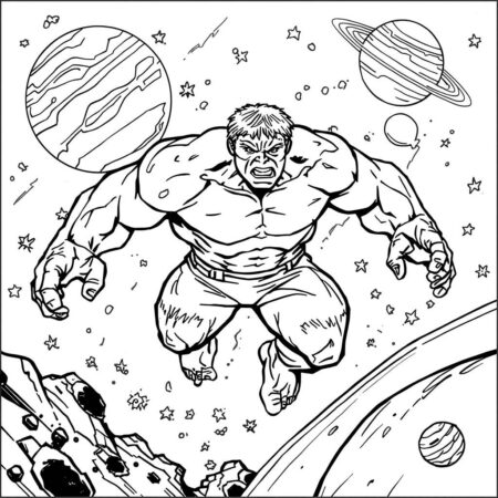 Hulk e o Espaco (Desenho para Colorir)