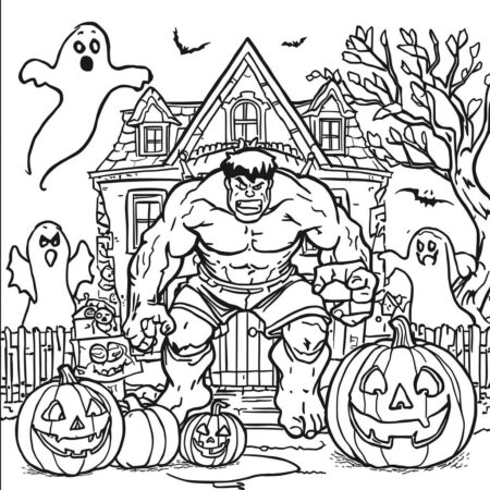 Hulk e o Halloween (Desenho para Colorir)