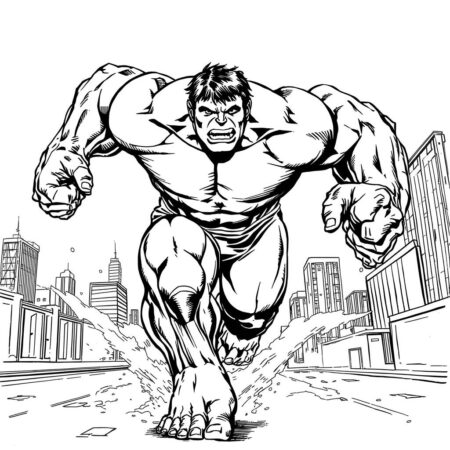 Hulk em Acao Dinamica (Desenho para Colorir)