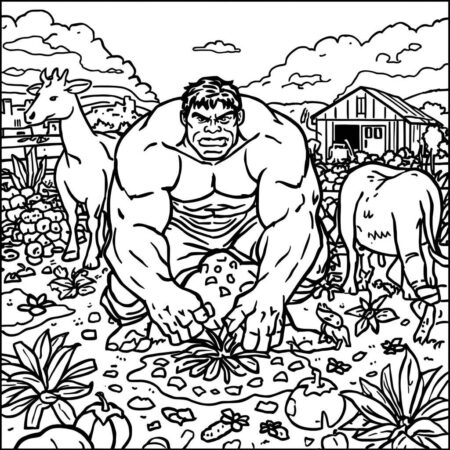 Hulk na Fazenda (Desenho para Colorir)