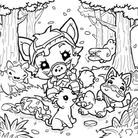 Inosuke e seus animais (Desenho para Colorir)