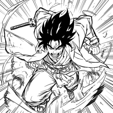 Inosuke em combate (Desenho para Colorir)