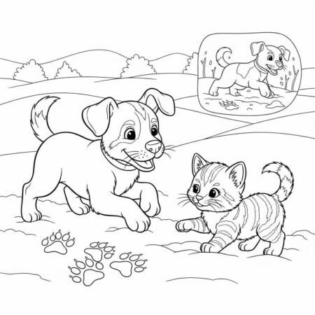 Inverno Animais de Estimacao (Desenho para Colorir)