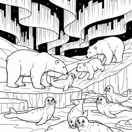 Inverno Animais no Artico (Desenho para Colorir)