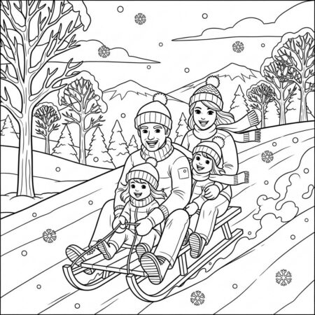 Inverno Aventura de Treno (Desenho para Colorir)