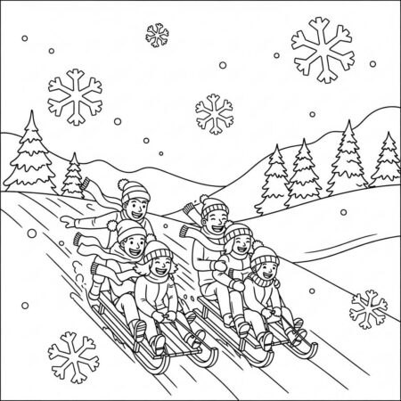 Inverno Aventura na Neve (Desenho para Colorir)