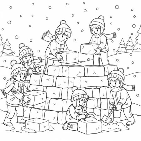 Inverno Casacos e Cachecois (Desenho para Colorir)