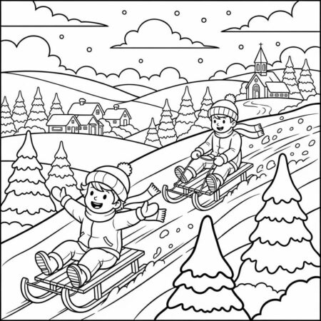 Inverno Cenas de Inverno (Desenho para Colorir)