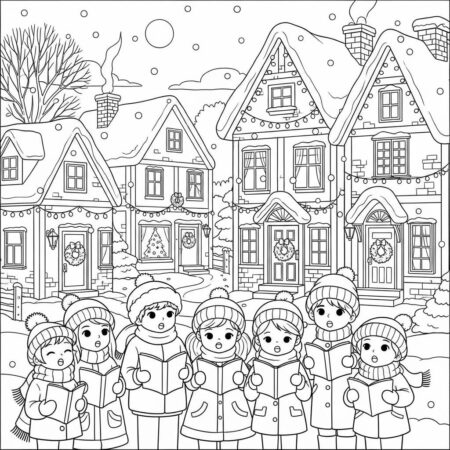 Inverno Cenas de Natal (Desenho para Colorir)