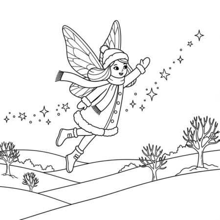 Inverno Fadas e Magia (Desenho para Colorir)