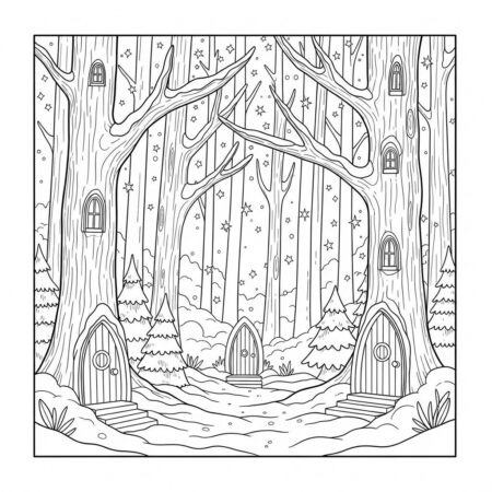 Inverno Floresta Encantada (Desenho para Colorir)