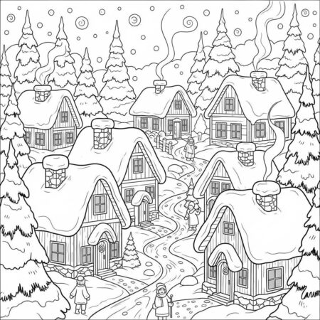 Inverno Paisagens de Natal (Desenho para Colorir)