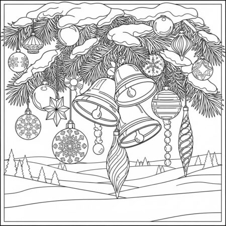 Inverno Sinos e Decoracoes (Desenho para Colorir)