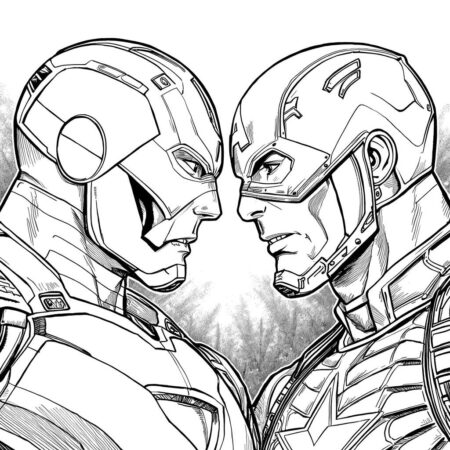 Iron Man e Capitao (Desenho para Colorir)