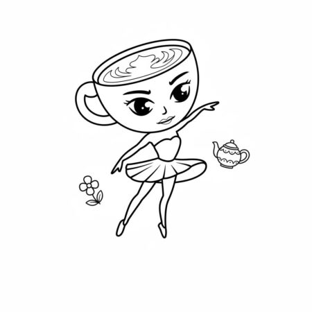 Italian Brainrot com Ballerina Cappuccina (Desenho para Colorir)