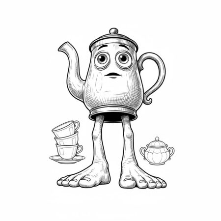 Italian Brainrot com Bule Fofinho (Desenho para Colorir)