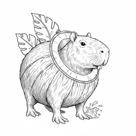 Italian Brainrot com Capivara Flutuante (Desenho para Colorir)