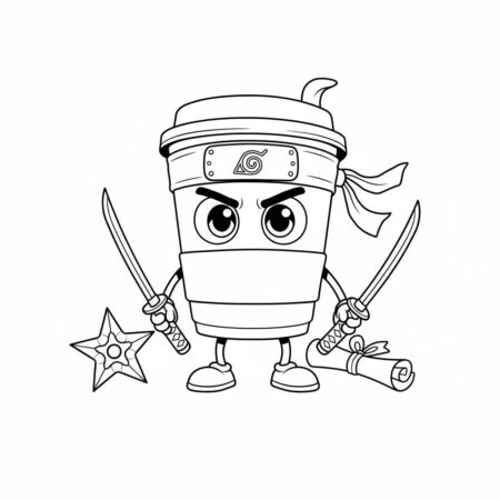Italian Brainrot com Capuccino Ninja (Desenho para Colorir)