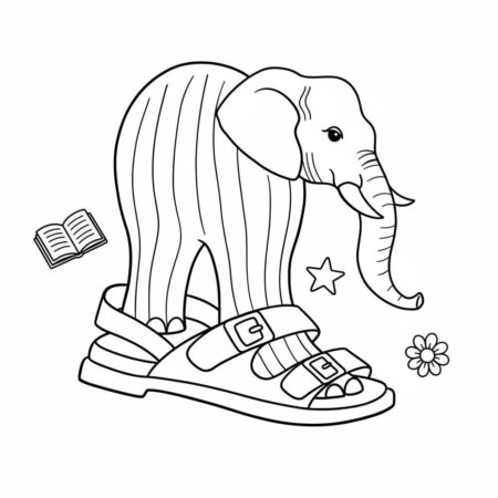Italian Brainrot com Elefante Sandália (Desenho para Colorir)