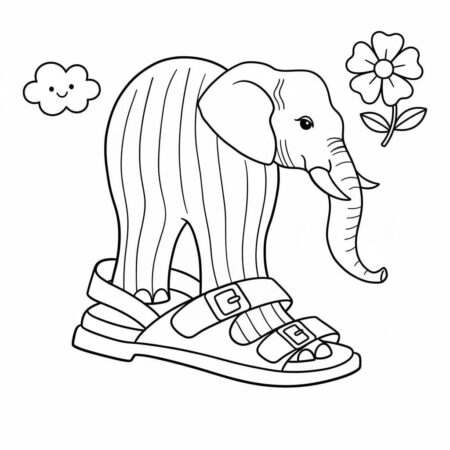 Italian Brainrot com Elefante Sandália (Desenho para Colorir)
