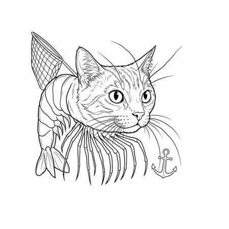 Italian Brainrot com Gato Camarão (Desenho para Colorir)