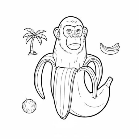 Italian Brainrot com Gorila Bananeiro (Desenho para Colorir)