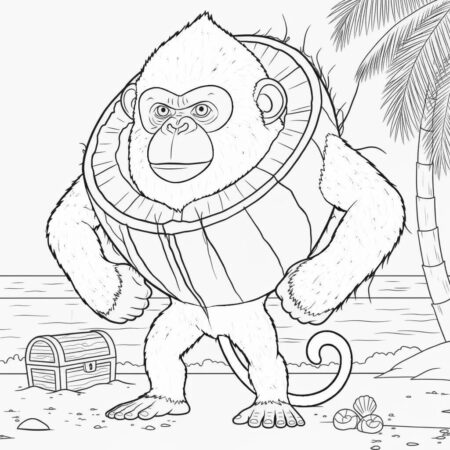 Italian Brainrot com Gorila Barril (Desenho para Colorir)