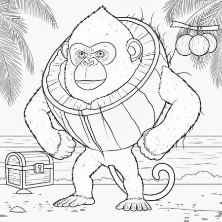 Italian Brainrot com Gorila Sorridente (Desenho para Colorir)