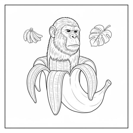 Italian Brainrot com Macaco Banana (Desenho para Colorir)