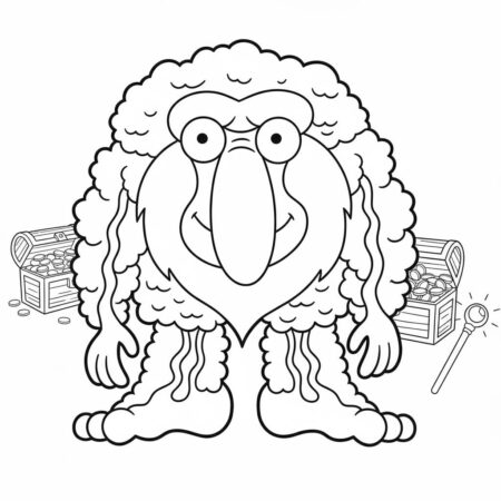 Italian Brainrot com Monstro Peludo (Desenho para Colorir)