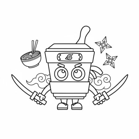 Italian Brainrot com Ninja Macarrão (Desenho para Colorir)