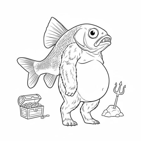 Italian Brainrot com Peixe Urso (Desenho para Colorir)