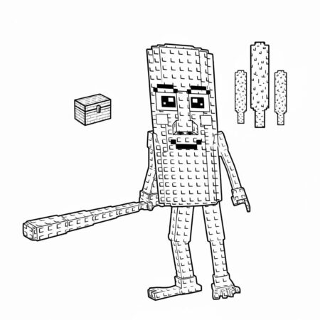 Italian Brainrot com Personagem de Blocos Divertido (Desenho para Colorir)