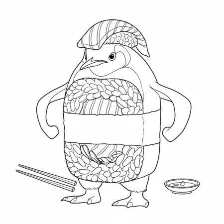 Italian Brainrot com Pinguim Sushi (Desenho para Colorir)
