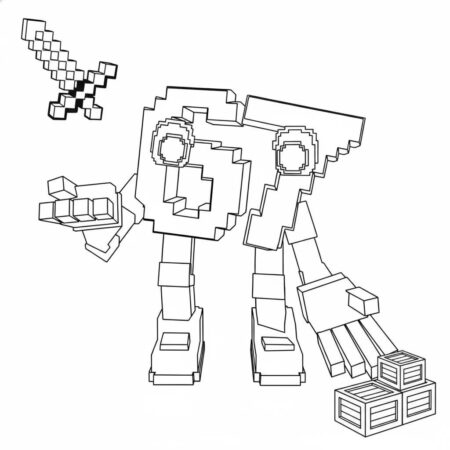 Italian Brainrot com Robô Cuboide (Desenho para Colorir)